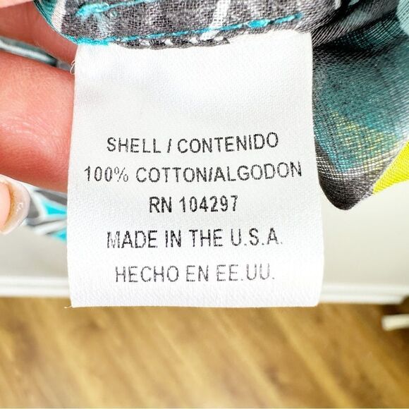 Milly Cabana Turquoise/Black Sheer Cotton Beach Cover-up Dress Tassel Medium - Picture 10 of 11